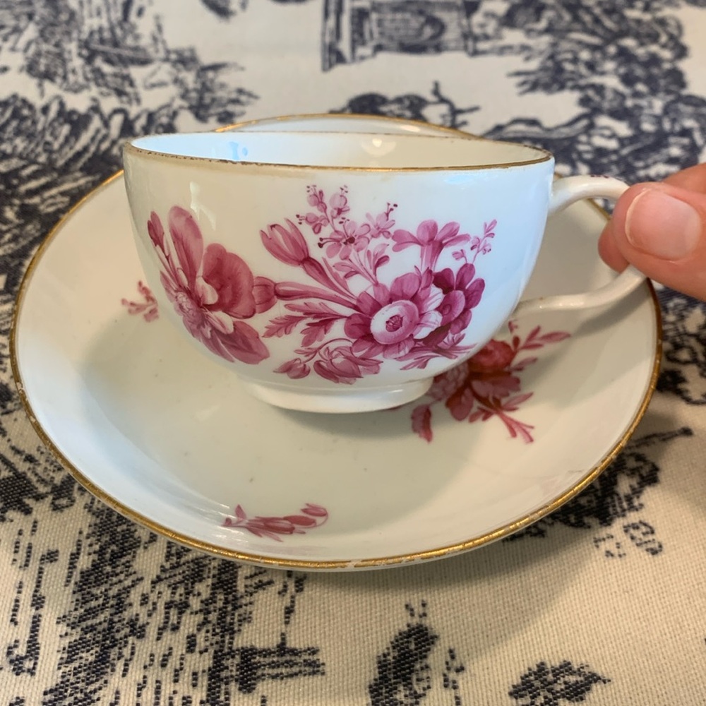Antique Meissen Cup and Saucer, 19th century